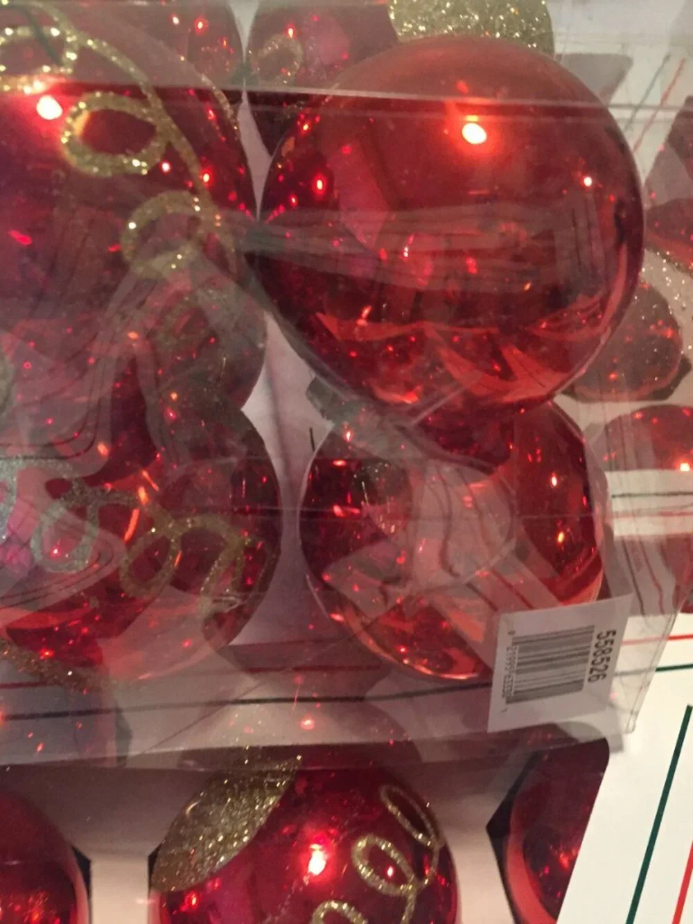 Red Shatterproof Christmas Ornaments Lot As Shown Matching Gold Glitter Teardrop